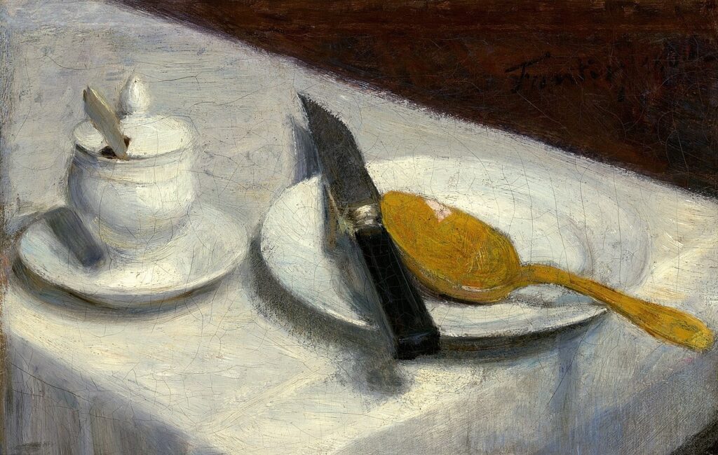 Henri Fantin-Latour, Still Life with Mustard Pot, 1860 Oil on canvas, 10.3 × 15.8 in National Gallery of Art, Washington DC