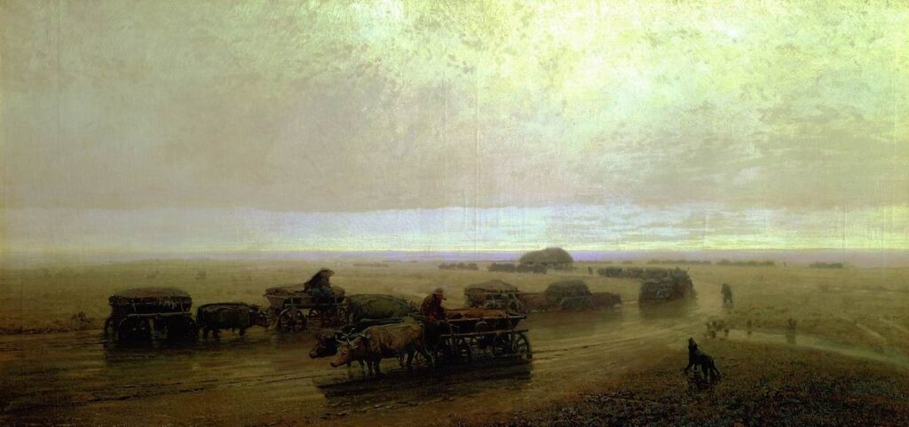 Arkhip Kuindzhi, Chumaks’ Path in Mariupol, 1875 Oil on canvas, 41.7 × 83.9 in Tretyakov Gallery, Moscow