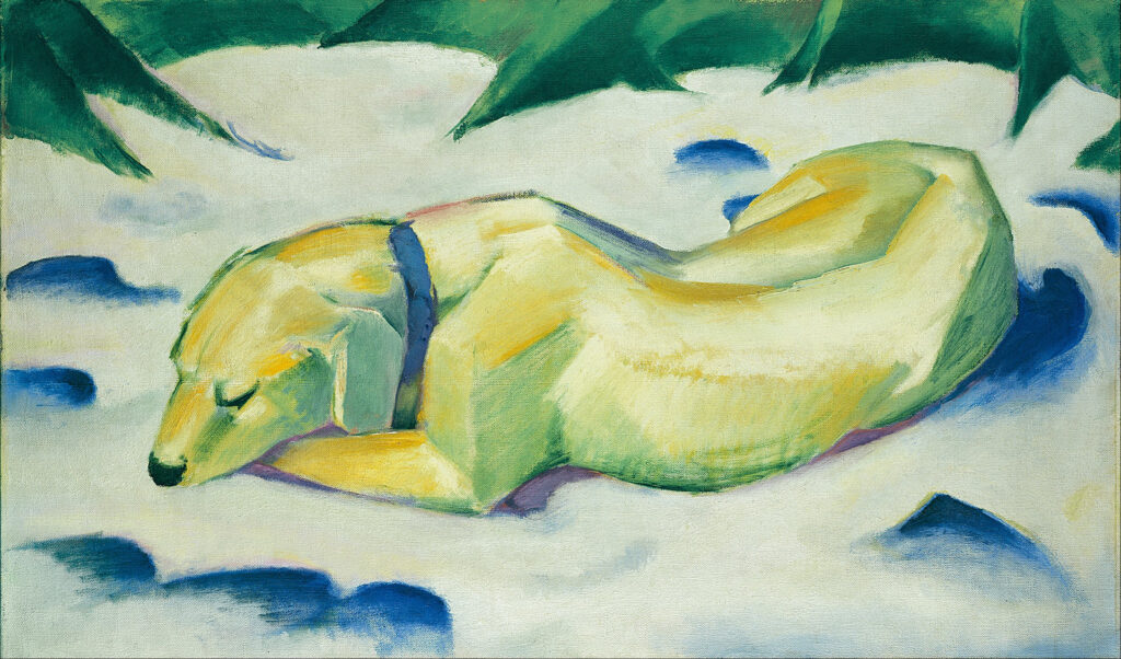 Franz Marc, Dog Lying in the Snow, c 1911 Oil on canvas, 24.6 × 41.3 in Städel Museum, Frankfurt
