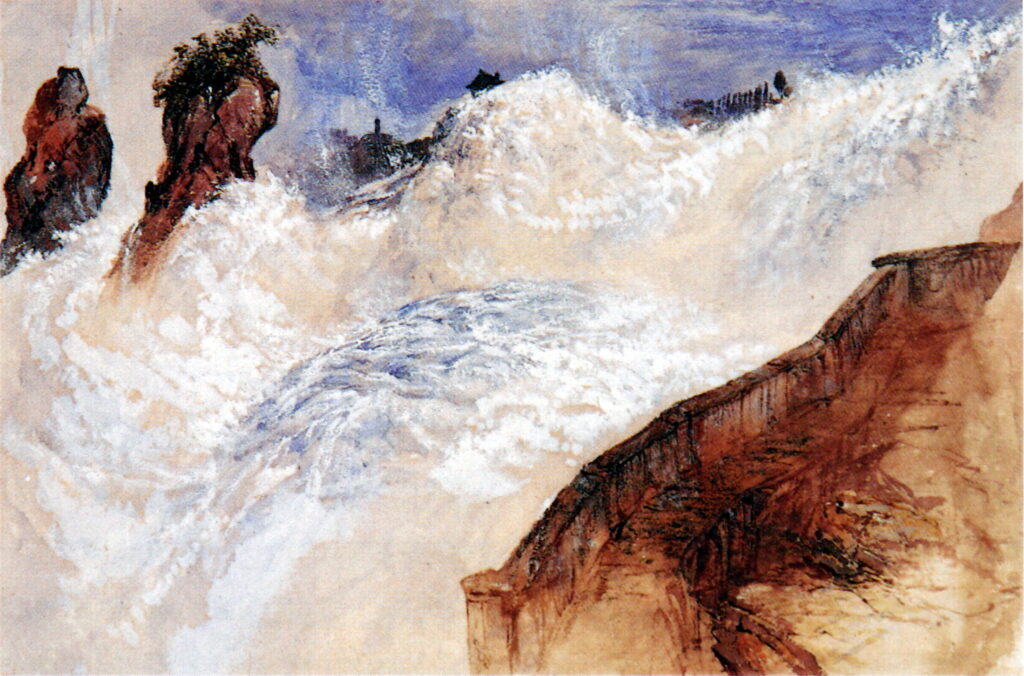 John Ruskin, Falls of Schaffhausen, 1842 Pencil, watercolor and bodycolor on paper, 12.4 × 18.6 in Harvard Art Museums, Cambridge, MA