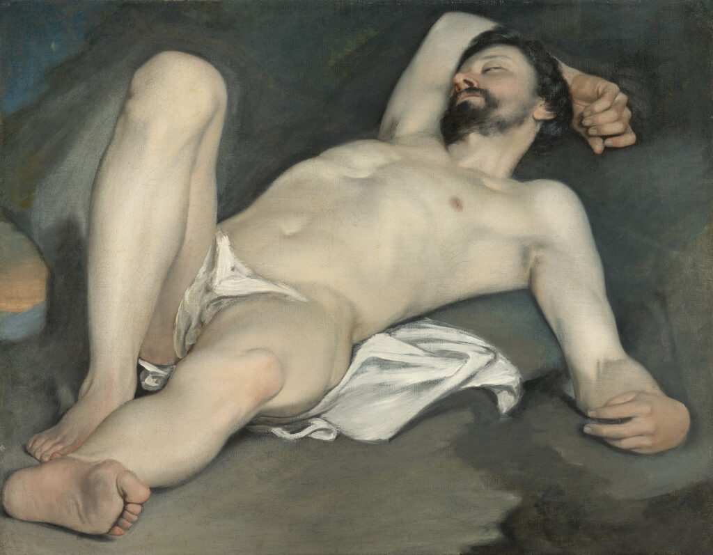 Guido Cagnacci, Reclining Male Nude, c. 1630–40nOil on canvas, 25.2 × 31.9 innPrivate collection