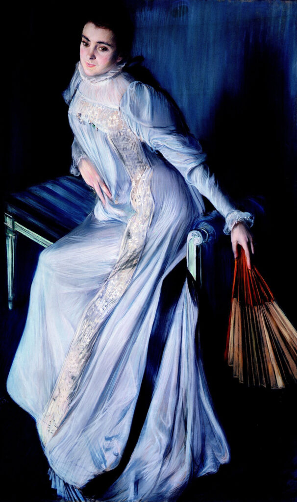 Jacques-Émile Blanche, Portrait of Eugenia Huici Arguedas de Errázuriz, 1890 Pastel on fine-woven linen, 64 × 34.3 in Dixon Gallery & Gardens, Memphis