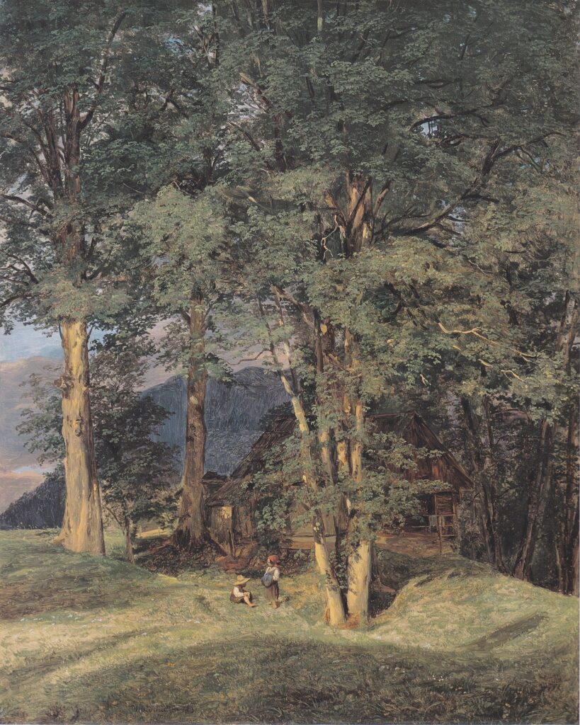 Ferdinand Waldmüller, Maple Trees Near Ischl, 1831nOil on wood, 12.2 × 9.8 innBelvedere, Vienna