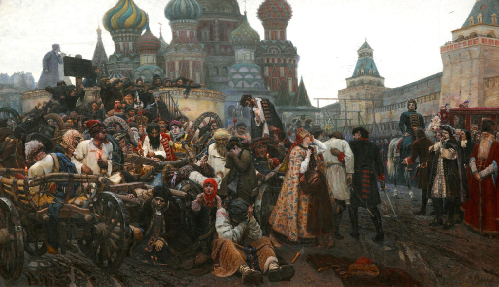 Vasily Surikov, Morning of the Execution of the Streltsy, 1881nOil on canvas, 87.8 × 151 innTretyakov Gallery, Moscow