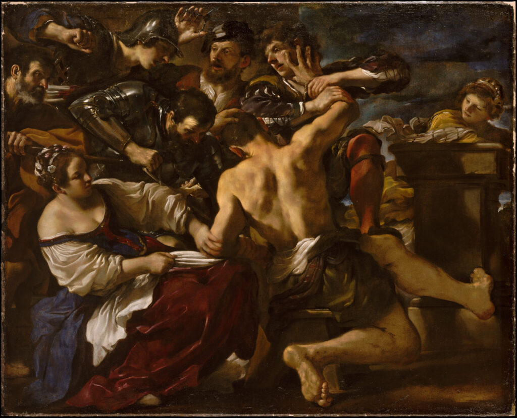 Guercino, Samson Captured by the Philistines, 1619 Oil on canvas, 75.2 × 93.3 in The Metropolitan Museum of Art, New York