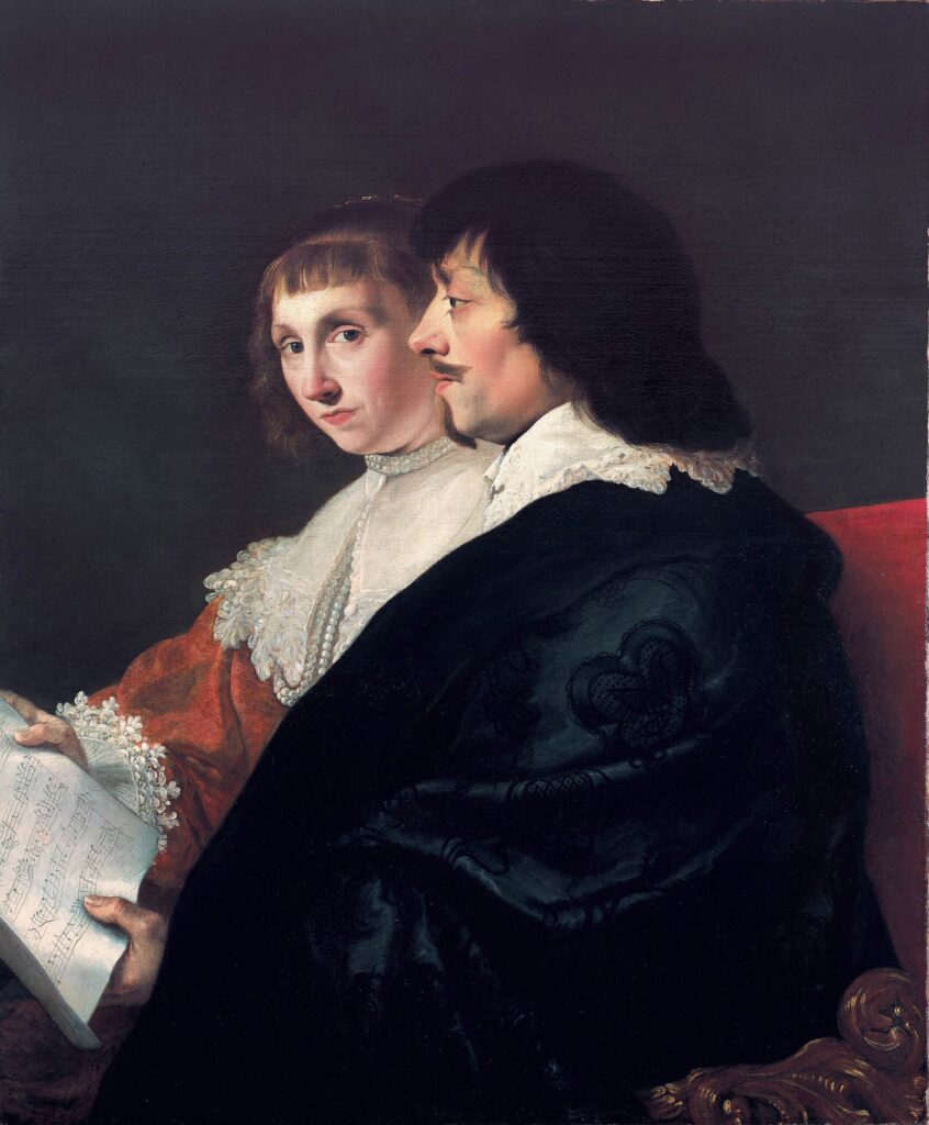 Jacob van Campen, Double Portrait of Constantijn Huygens and Suzanna van Baerle, c 1635 Oil on canvas, 37.4 × 30.9 in Mauritshuis, The Hague, Netherlands