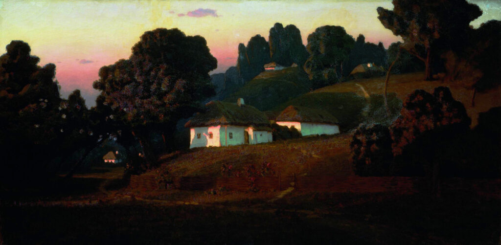 Arkhip Kuindzhi, Evening in Ukraine, 1878 Oil on canvas, 31.9 × 64.2 in Russian Museum, Saint Petersburg