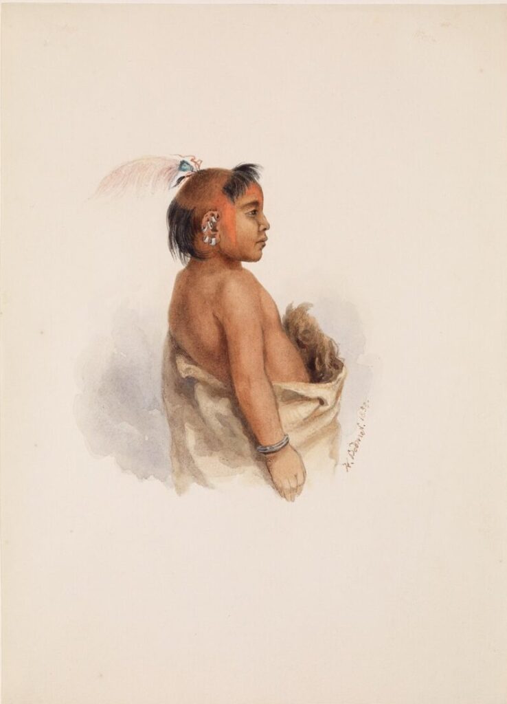 Karl Bodmer, Omaha Boy, 1833 Watercolor and graphite on paper, 10.9 × 7.9 in Joslyn Art Museum, Omaha