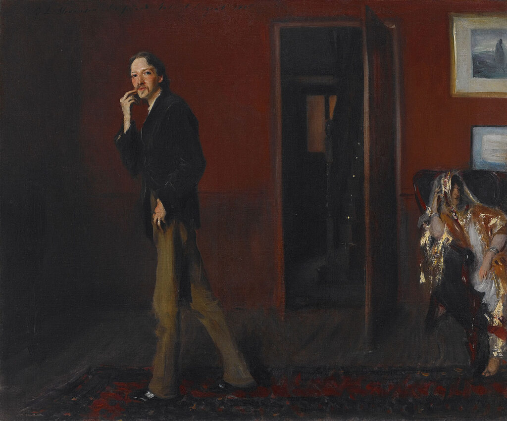 John Singer Sargent, Robert Louis Stevenson and His Wife, 1885nOil on canvas, 20.5 × 24.4 innCrystal Bridges Museum of American Art, Bentonville, Arkansas