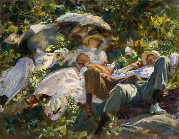 John Singer Sargent, Group with Parasols (Siesta), 1904nOil on canvas, 22.4 × 28.6 innPrivate Collection