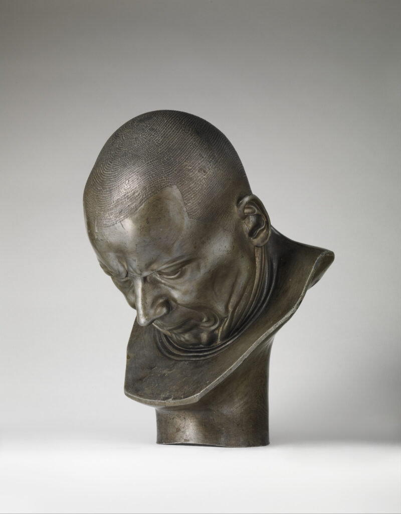 Franz Xaver Messerschmidt, A Hypocrite and a Slanderer: Character Head No. 39, c 1770–1783Tin alloy, 14.6 × 9.6 × 11.6 inThe Metropolitan Museum of Art, New York