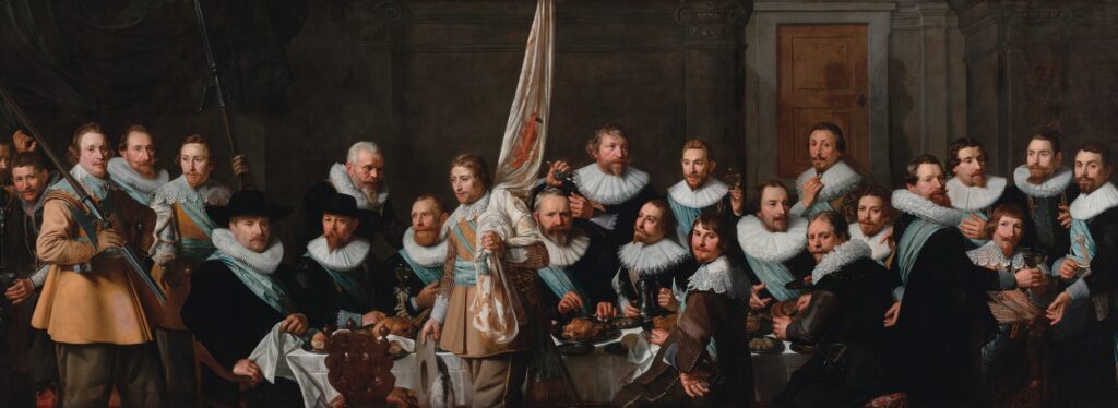 Nicolaes Eliaszoon Pickenoy, Company of Captain Jacob Backer and Lieutenant Jacob Rogh, 1632 Oil on canvas, 78 × 209.1 in Amsterdam Museum