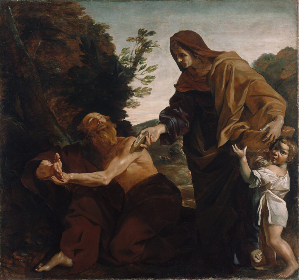 Giovanni Lanfranco, Elijah Receiving Bread from the Widow of Zarephath, 1621–1624 Oil on canvas, 90.2 × 96.3 in J. Paul Getty Museum, Los Angeles