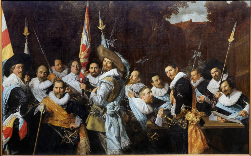 Frans Hals, Officers and Sergeants of the St Hadrian Civic Guard, 1633 Oil on canvas, 81.5 × 132.7 in Frans Hals Museum, Haarlem