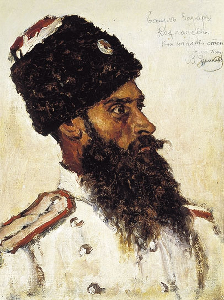 Vasily Surikov, Portrait of a Cossack Captain in Summer Uniform, 1892nOil on canvas laid on cardboard, 13.4 × 9.8 innPrivate Collection