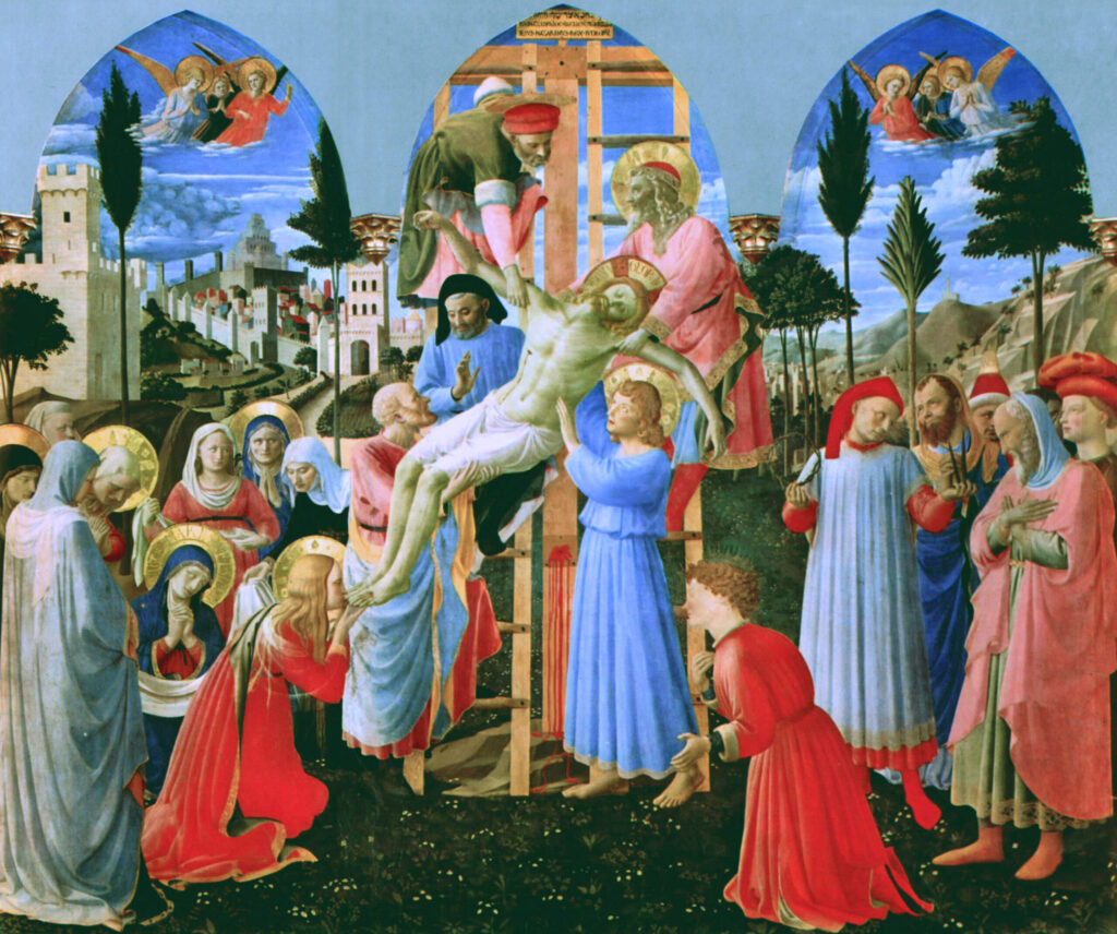 Fra Angelico, Deposition from the Cross (Deposition of Christ; Santa Trinita Altarpiece), 1432–1434 Tempera on panel, 69.3 × 72.8 in Museo Nazionale di San Marco, Florence, Italy