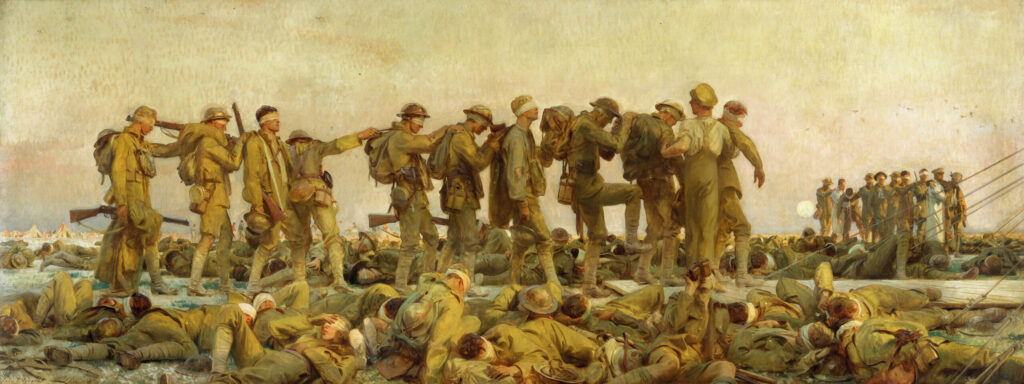 John Singer Sargent, Gassed, 1919nOil on canvas, 90.9 × 240.6 innImperial War Museums, London