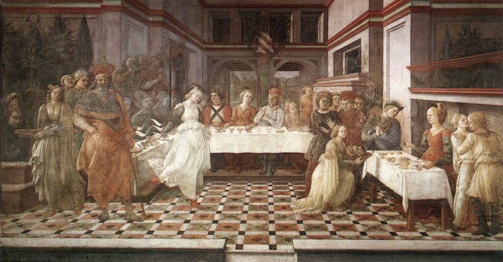Filippo Lippi, Herod’s Banquet, 1452–1465 Fresco, 177.2 × 346.5 in Prato Cathedral