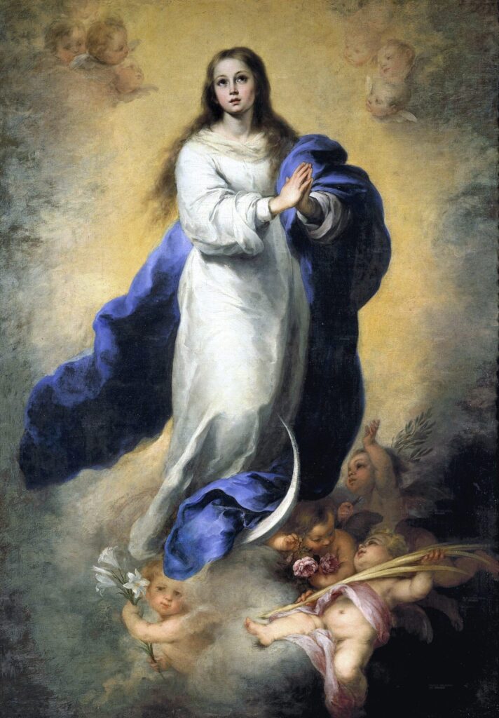Bartolomé Esteban Murillo, The Immaculate Conception of El Escorial, c 1660–1665 Oil on canvas, 81.1 × 56.7 in Museo del Prado, Madrid