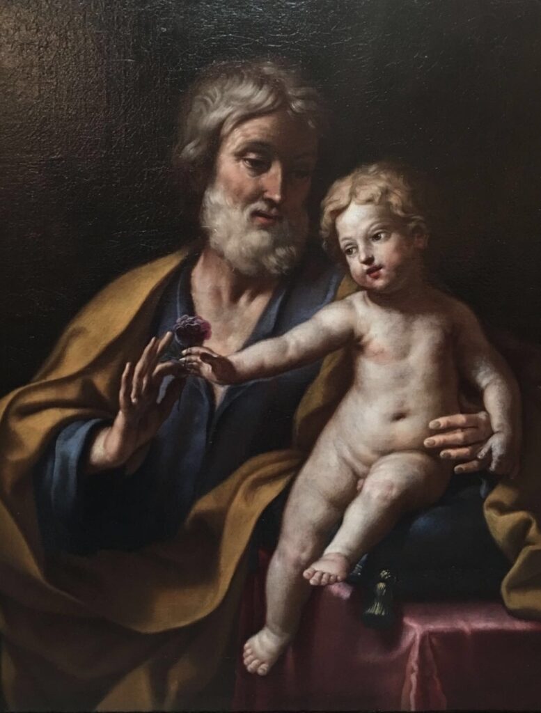 Elisabetta Sirani, St Joseph with the Infant Jesus, c 1662 Oil on canvsa, 37.4 × 29.5 in Private collection