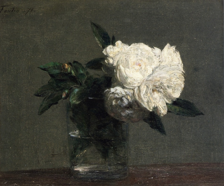 Henri Fantin-Latour, White Roses, 1871 Oil on canvas, 8.5 × 8.9 in Private Collection