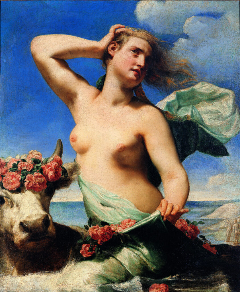 Guido Cagnacci, The Rape of Europa, c. 1650nOil on canvas, 45.5 × 37 innMolinari-Pradelli Collection, Marano di Castenaso, Italy