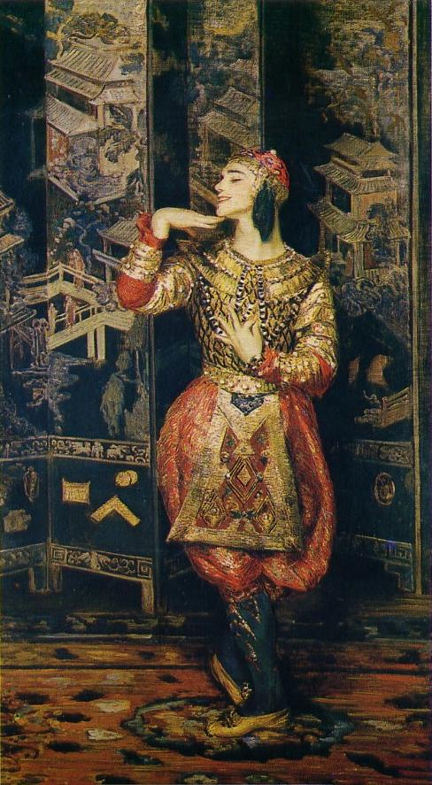 Jacques-Émile Blanche, Vaslav Nijinsky, 1910 Oil on canvas, 25.6 × 13.8 in Private Collection
