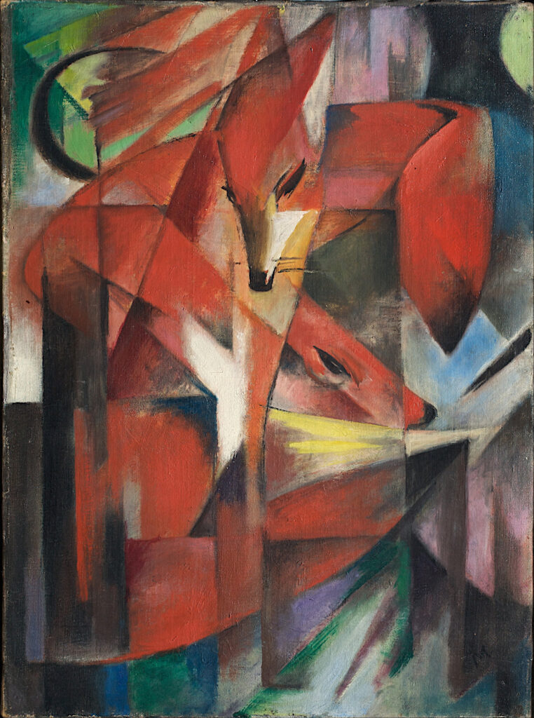 Franz Marc, The Foxes, 1913 Oil on canvas, 34.8 × 26.1 in Private Collection