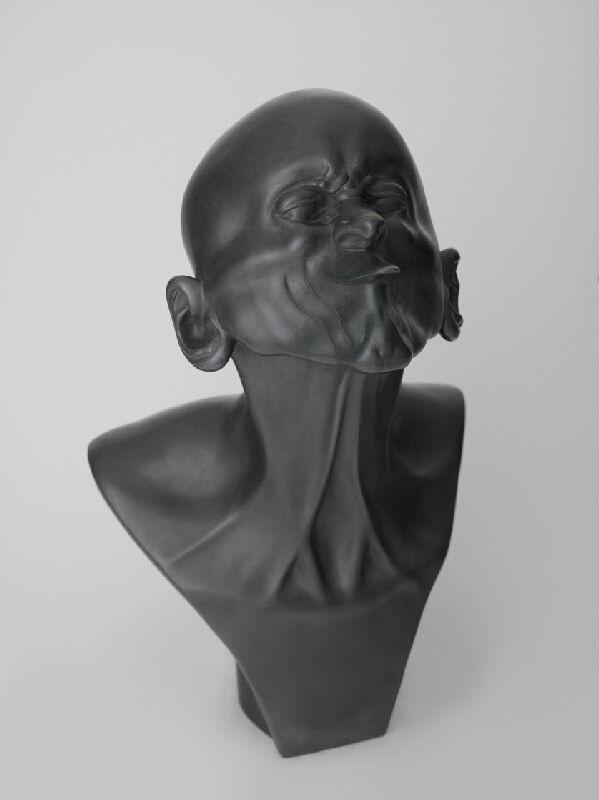 Franz Xaver Messerschmidt, Second Beak Head: Character Head No. 6, 1770–1783 (original design; later cast) Patinated tin cast, 17.1 × 10.6 × 9.3 in Slovak National Gallery, Bratislava
