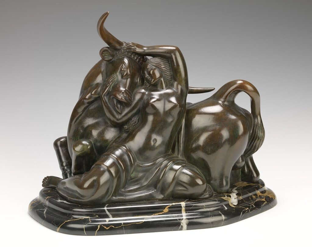 Paul Manship, Europa and the Bull (#1), 1924 Bronze on marble base, 10.3 × 12.5 × 7.1 in Smithsonian American Art Museum, Washington DC