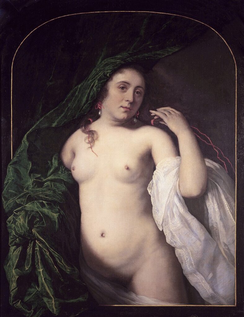 Bartholomeus van der Helst, A Nude Young Woman Behind a Draped Curtain, 1658 Oil on canvas, 48.6 × 37.8 in Louvre Museum, Paris