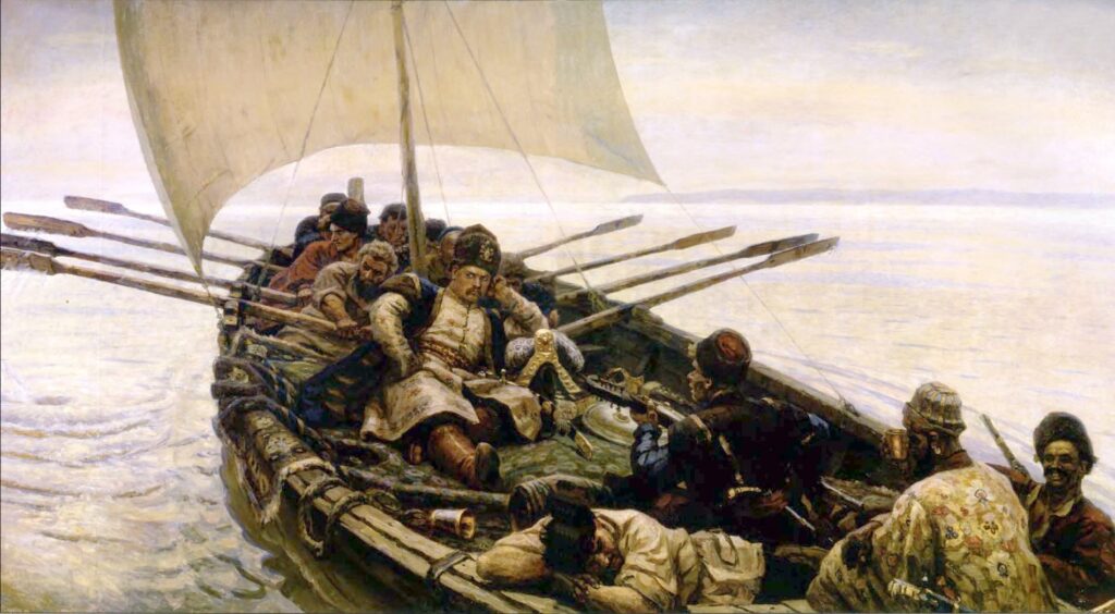 Vasily Surikov, Stepan Razin, 1906nOil on canvas, 125.2 × 236.2 innRussian Museum, Saint Petersburg