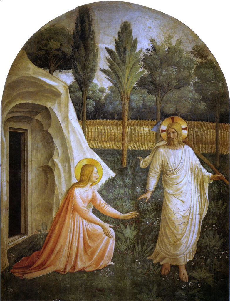 Fra Angelico, Noli me tangere (Christ Appearing to Mary Magdalene), 1438–1440 Fresco, 70.9 × 57.5 in Museo Nazionale di San Marco, Florence, Italy