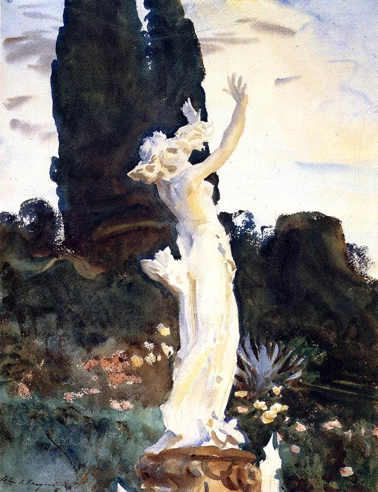 John Singer Sargent, Daphne, 1910nTranslucent watercolor, with touches of opaque watercolor and wax resist, over graphite on paper, 20.7 × 15.8 innMuseum of Fine Arts, Boston