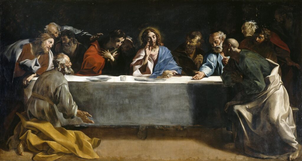 Giovanni Lanfranco, The Last Supper, 1624–1625 Oil on canvas, 90.2 × 167.7 in National Gallery of Ireland, Dublin