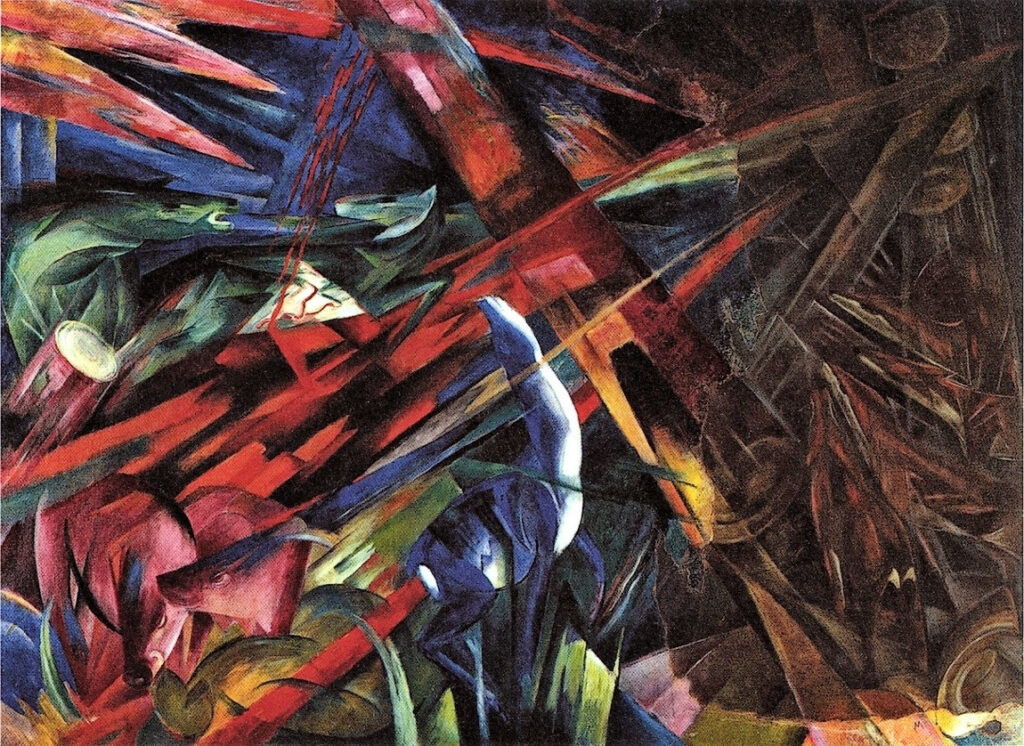 Franz Marc, The Fate of the Animals, 1913 Oil on canvas, 76.7 × 103.7 in Kunstmuseum Basel