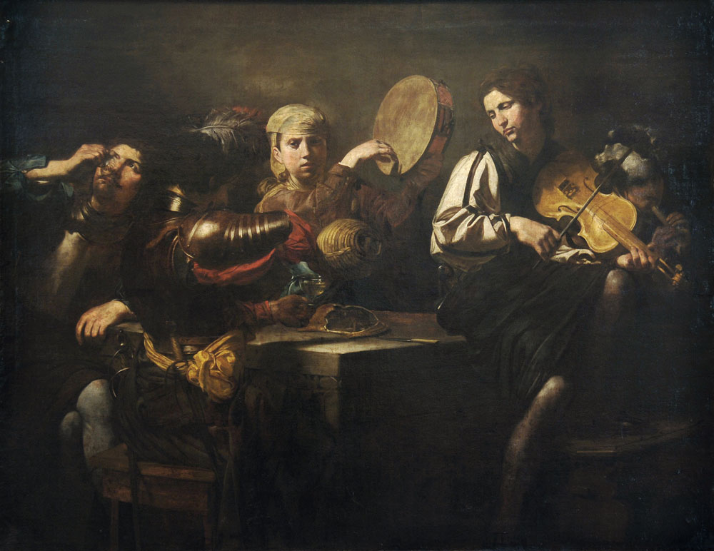 Valentin de Boulogne, Musicians and Soldiers, c 1626 Oil on canvas, 61 × 78.7 in Musée des Beaux-Arts de Strasbourg