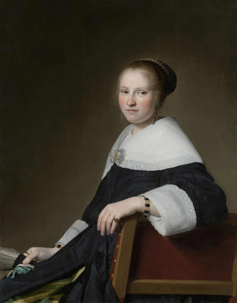 Johannes Cornelisz Verspronck, Portrait of Maria van Strijp, 1652 Oil on panel, 38.6 × 29.9 in Rijksmuseum, Amsterdam