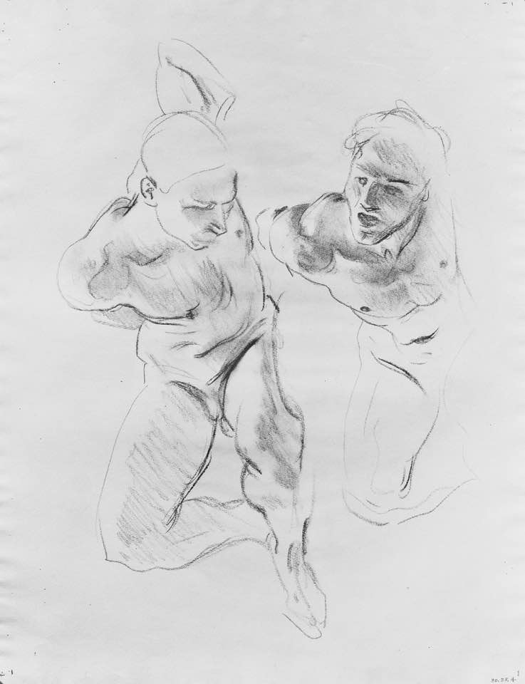 John Singer Sargent, Two Male Figures, Possible Study for “Hell”, c 1910nCharcoal on white laid paper, 18.9 × 24.7 innMetropolitan Museum of Art, New York