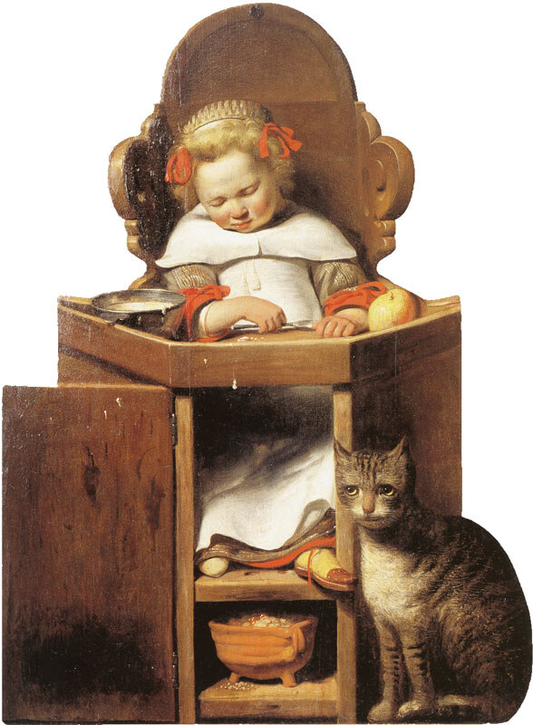 Johannes Cornelisz Verspronck, Boy Sleeping in a High Chair, 1654 Oil on panel, 37.8 × 29.8 in Private Collection