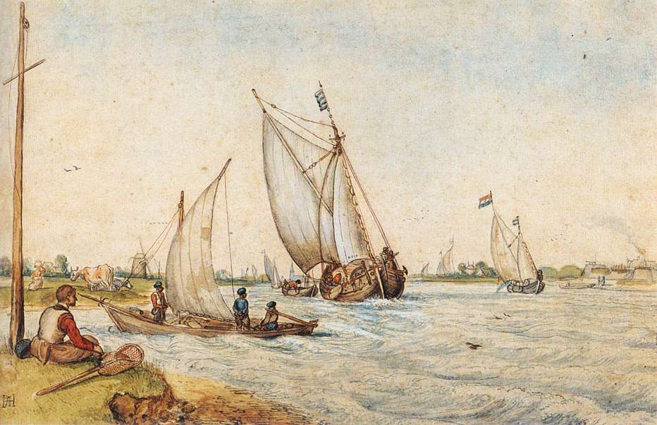 Hendrick Avercamp, River Landscape, first half of the 17th century Pen and watercolor on paper, 7.2 × 11.2 in Royal Museums of Fine Arts of Belgium, Brussels