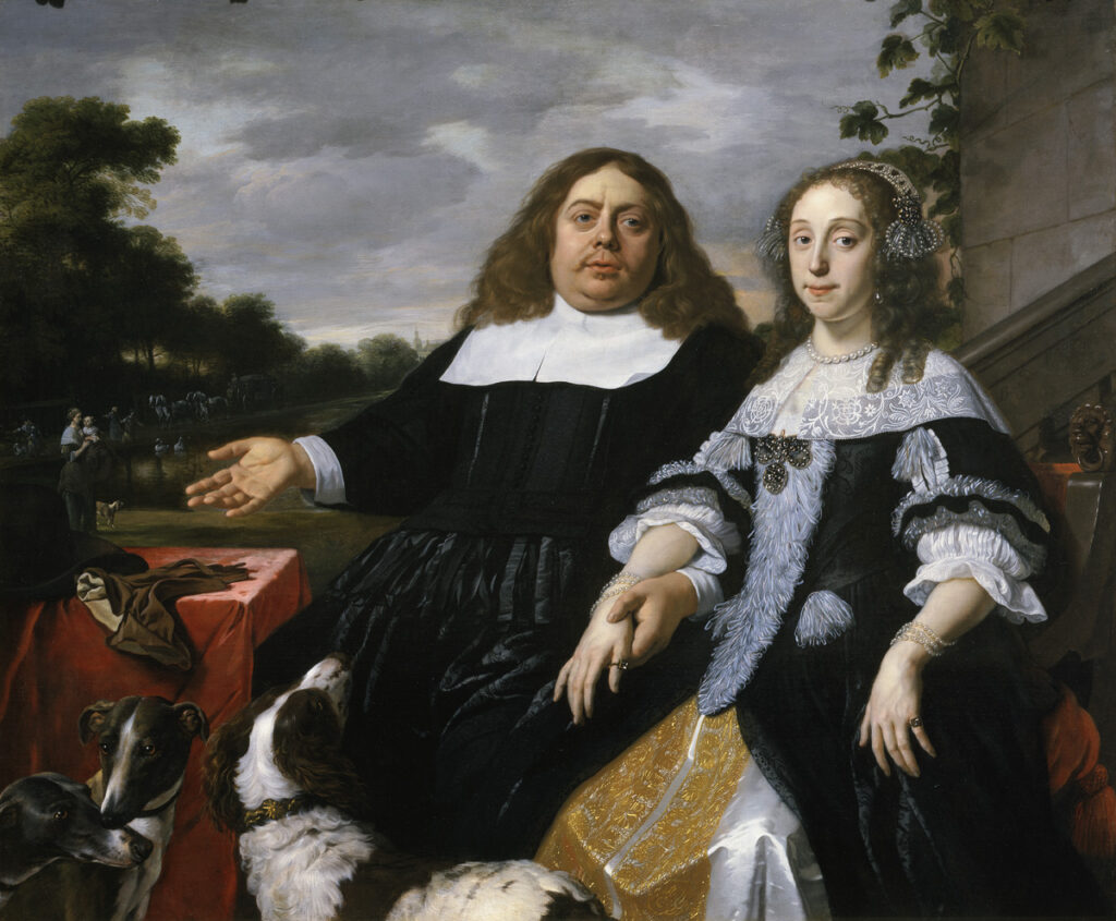 Bartholomeus van der Helst, Portrait of Jan Jacobsz. Hinlopen and Lucia Wijbrants, 1666 Oil on canvas, 52.8 × 63.3 in Private Collection