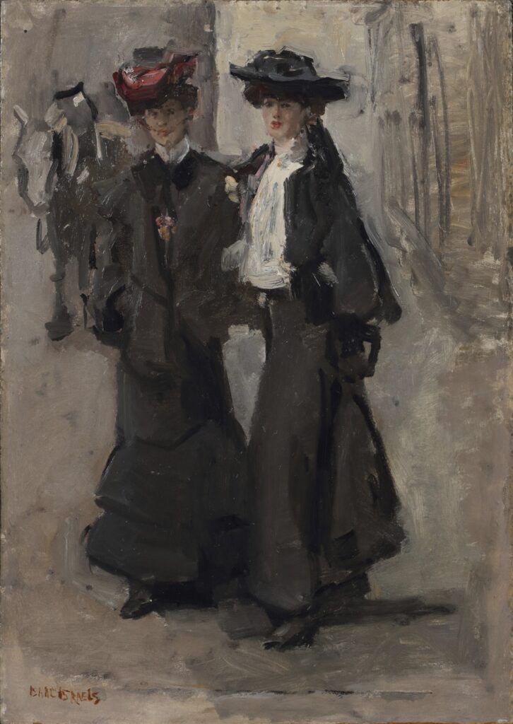 Isaac Israëls, Two Elegant Ladies, Undated Oil on board laid down on panel, 31.1 × 22.2 in Private Collection