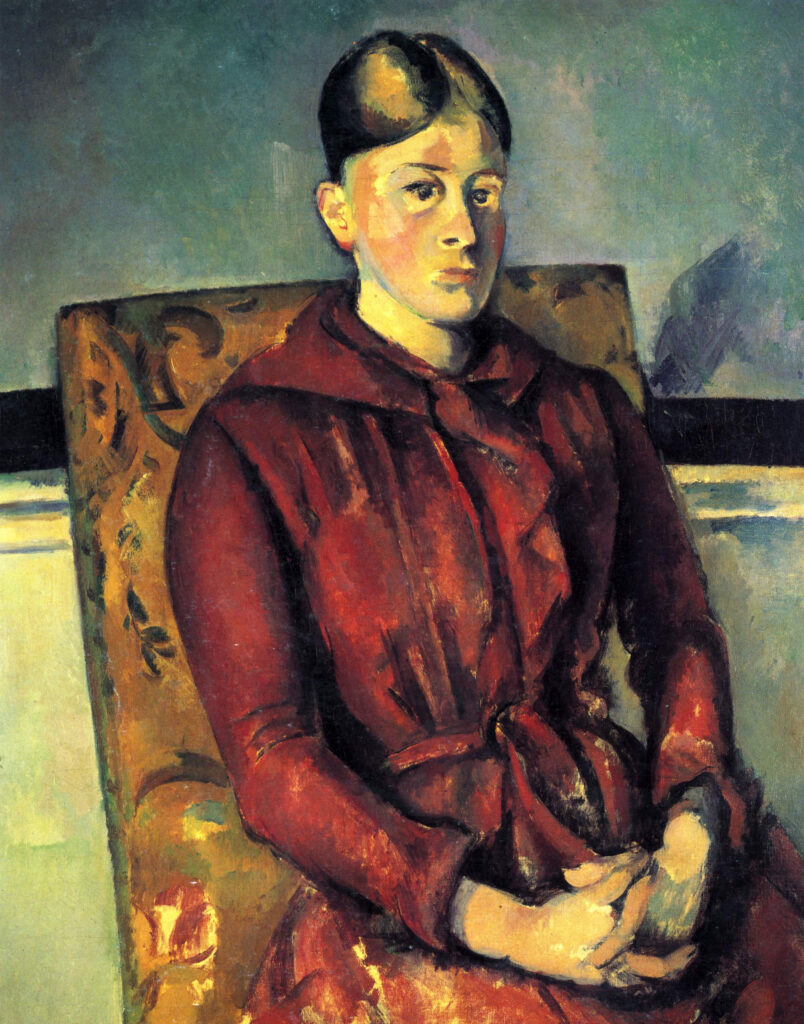 Paul Cézanne, Madame Cézanne in a Yellow Armchair, 1888–1890nOil on canvas, 31.6 × 25.3 innFondation Beyeler, Riehen, Switzerland