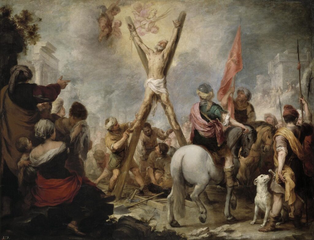 Bartolomé Esteban Murillo, The Martyrdom of Saint Andrew, 1675–1682 Oil on canvas, 48.4 × 63.8 in Museo del Prado, Madrid