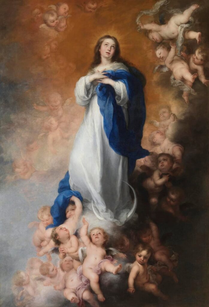 Bartolomé Esteban Murillo, The Immaculate Conception of Los Venerables, 1678 Oil on canvas, 107.9 × 74.8 in Museo del Prado, Madrid