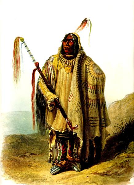 Karl Bodmer, Pehriska-Ruhpa, a Minatarre or Big-Bellied Indian, Date unknown Hand-colored aquatint Collection unidentified
