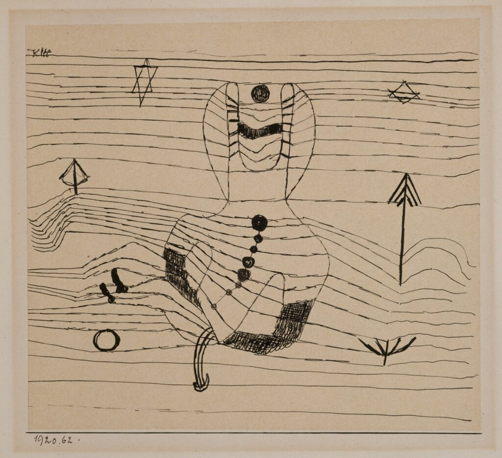 Paul Klee, Rider Unhorsed and Bewitched, 1920 Ink on paper mounted on cardboard, 9.6 × 12.8 in Metropolitan Museum of Art, New York