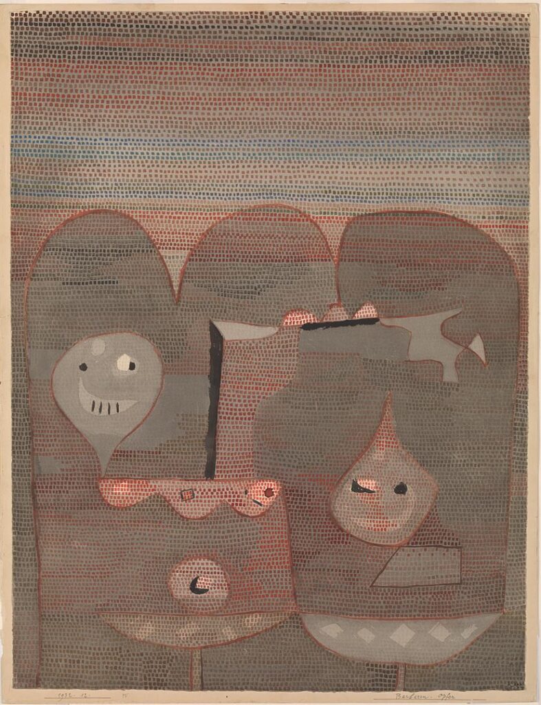 Paul Klee, Barbarian Sacrifice, 1932 Watercolor on paper mounted to board, 24.8 × 18.9 in Solomon R. Guggenheim Museum, New York