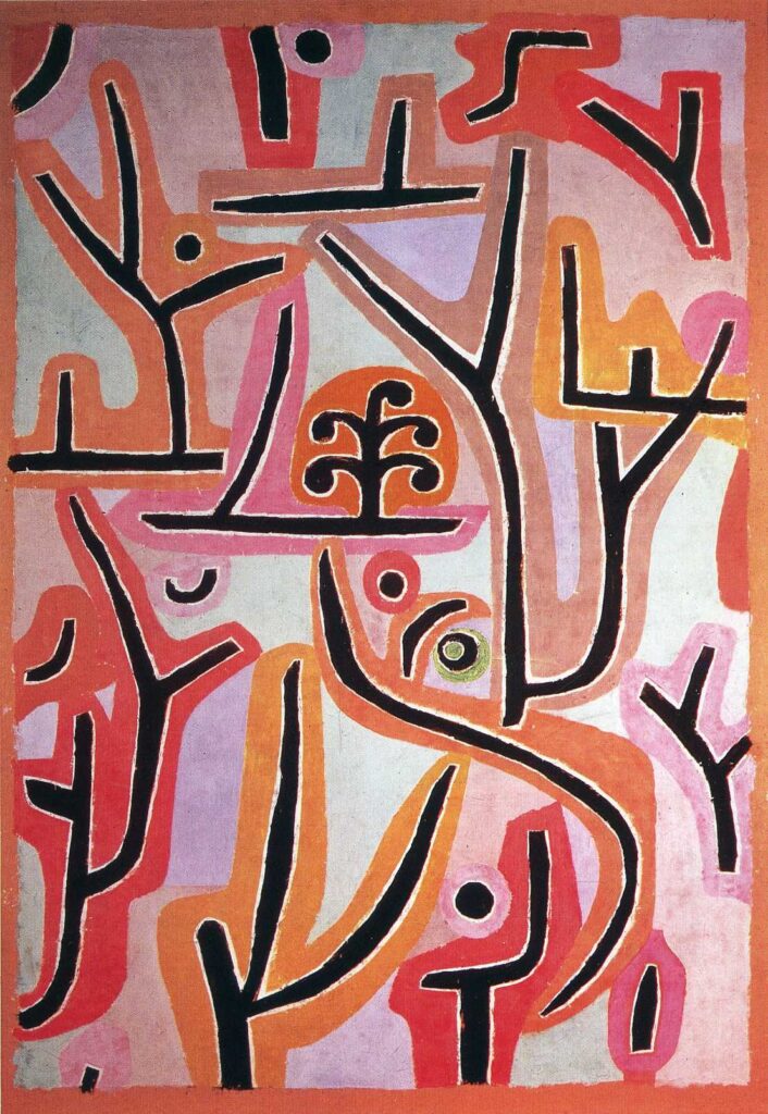 Paul Klee, Park Bei Lu, 1938 Oil and colored paste on paper on jute with original frame strips, 39.4 × 27.6 in Zentrum Paul Klee, Bern